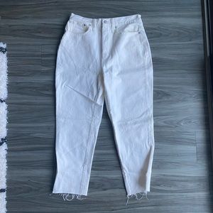 NWT MADEWELL The Mom Jean Distressed White